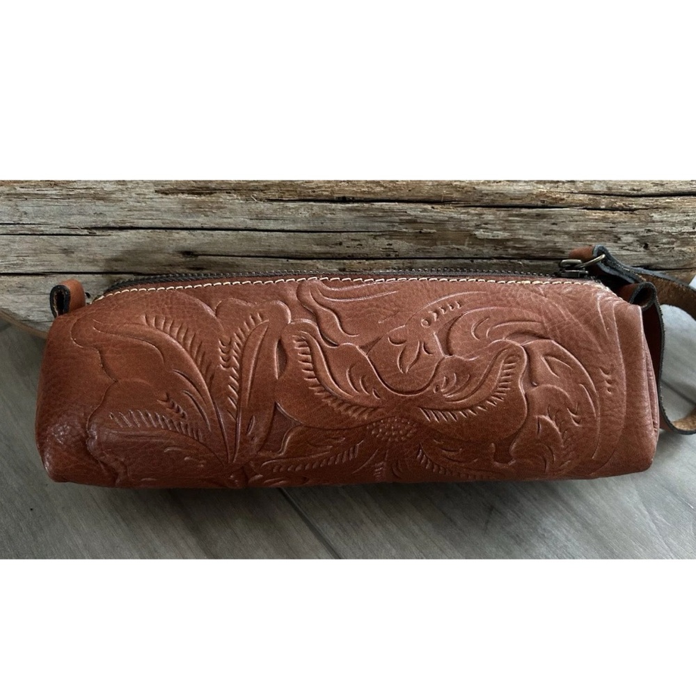 Patricia Nash Tooled Embossed Leather Floral Wristlet
